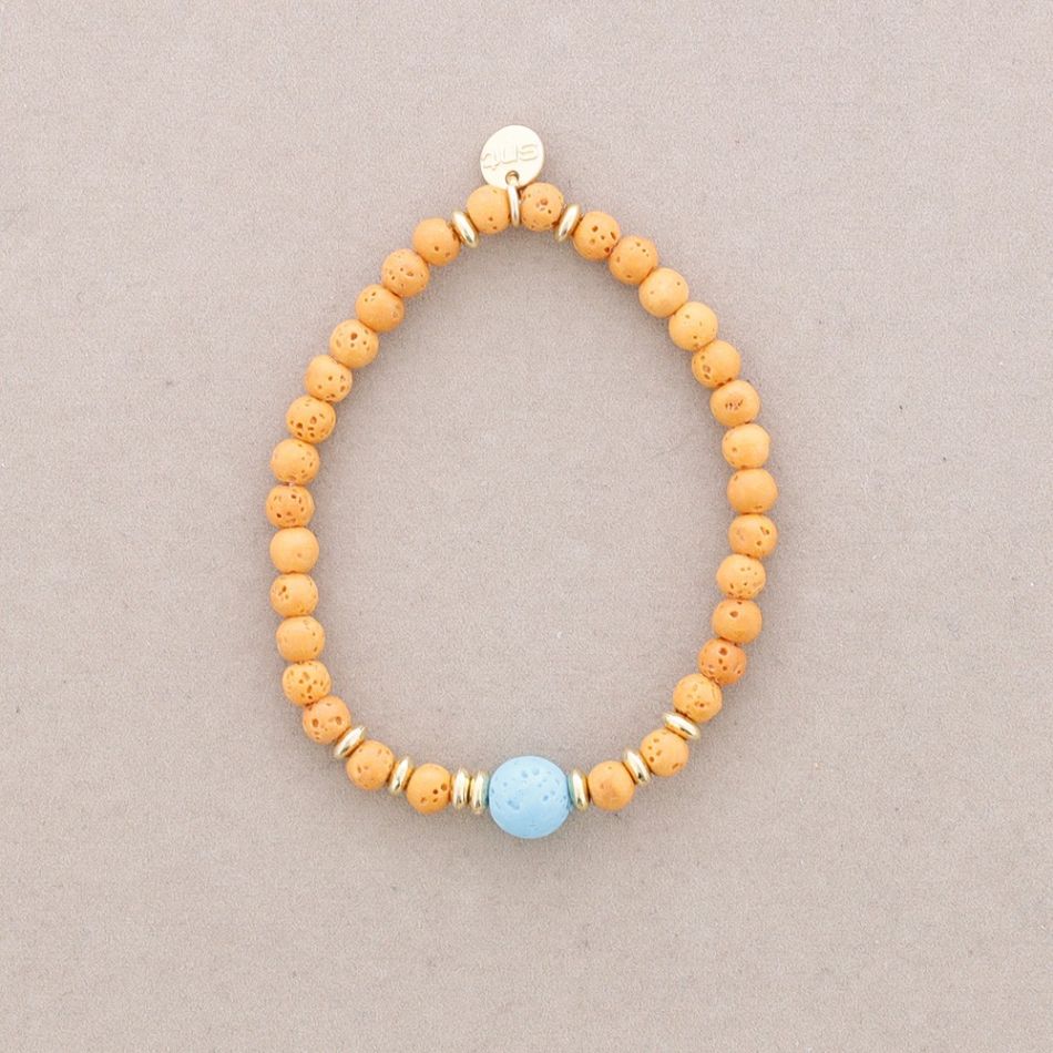 PULSERA ELÁSTICAS BOLAS IMITACIÓN PIEDRAS LAVA 4MM