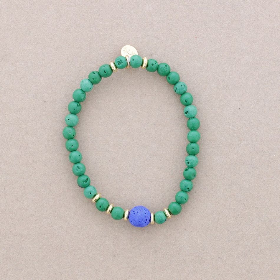 PULSERA ELÁSTICAS BOLAS IMITACIÓN PIEDRAS LAVA 4MM