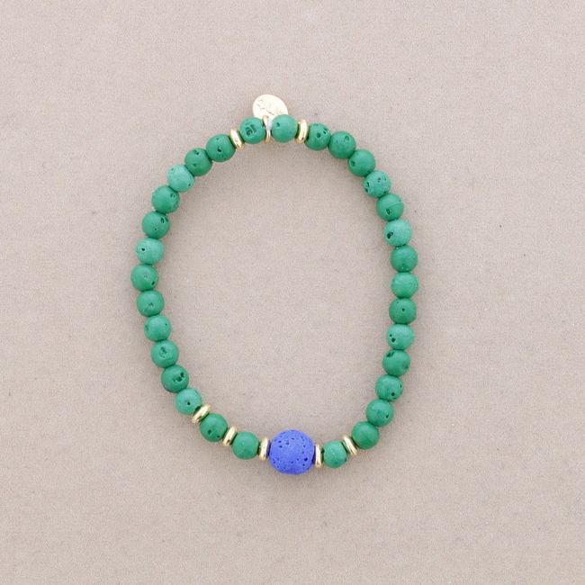 PULSERA ELÁSTICAS BOLAS IMITACIÓN PIEDRAS LAVA 4MM