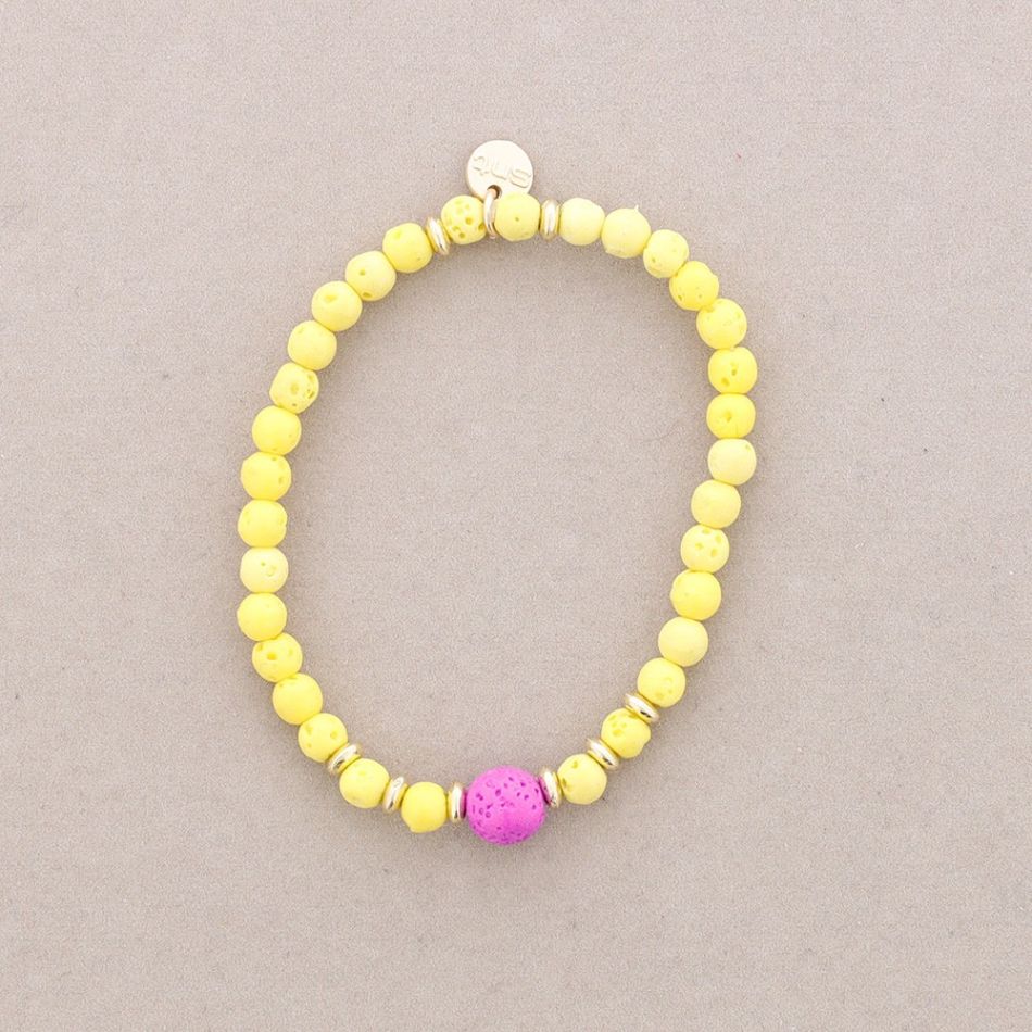 ELASTIC BALL BRACELET IMITATION LAVA STONES 4MM