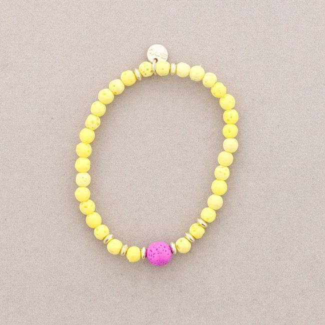 ELASTIC BALL BRACELET IMITATION LAVA STONES 4MM