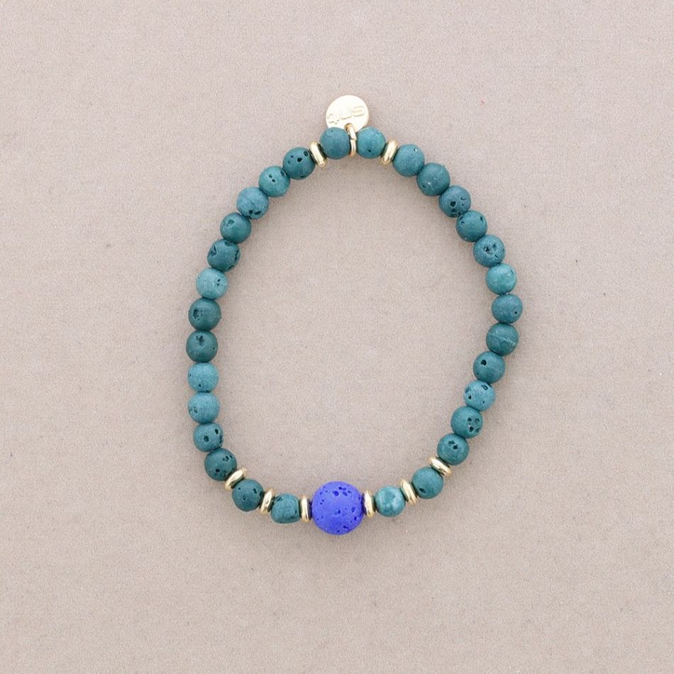 ELASTIC BALL BRACELET IMITATION LAVA STONES 4MM