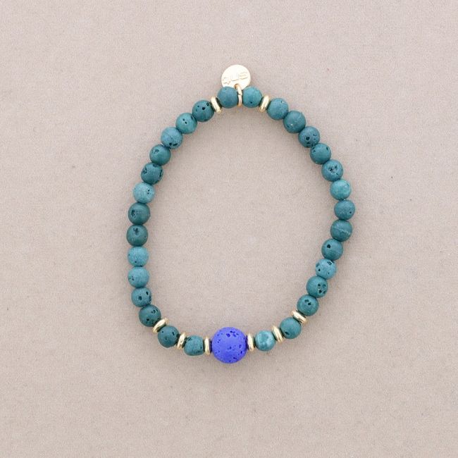 ELASTIC BALL BRACELET IMITATION LAVA STONES 4MM