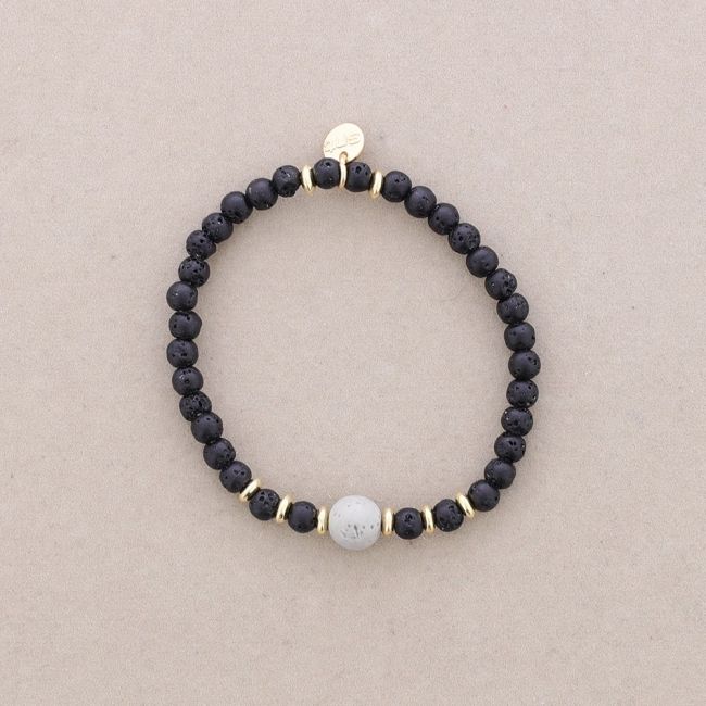 PULSERA ELÁSTICAS BOLAS IMITACIÓN PIEDRAS LAVA 4MM
