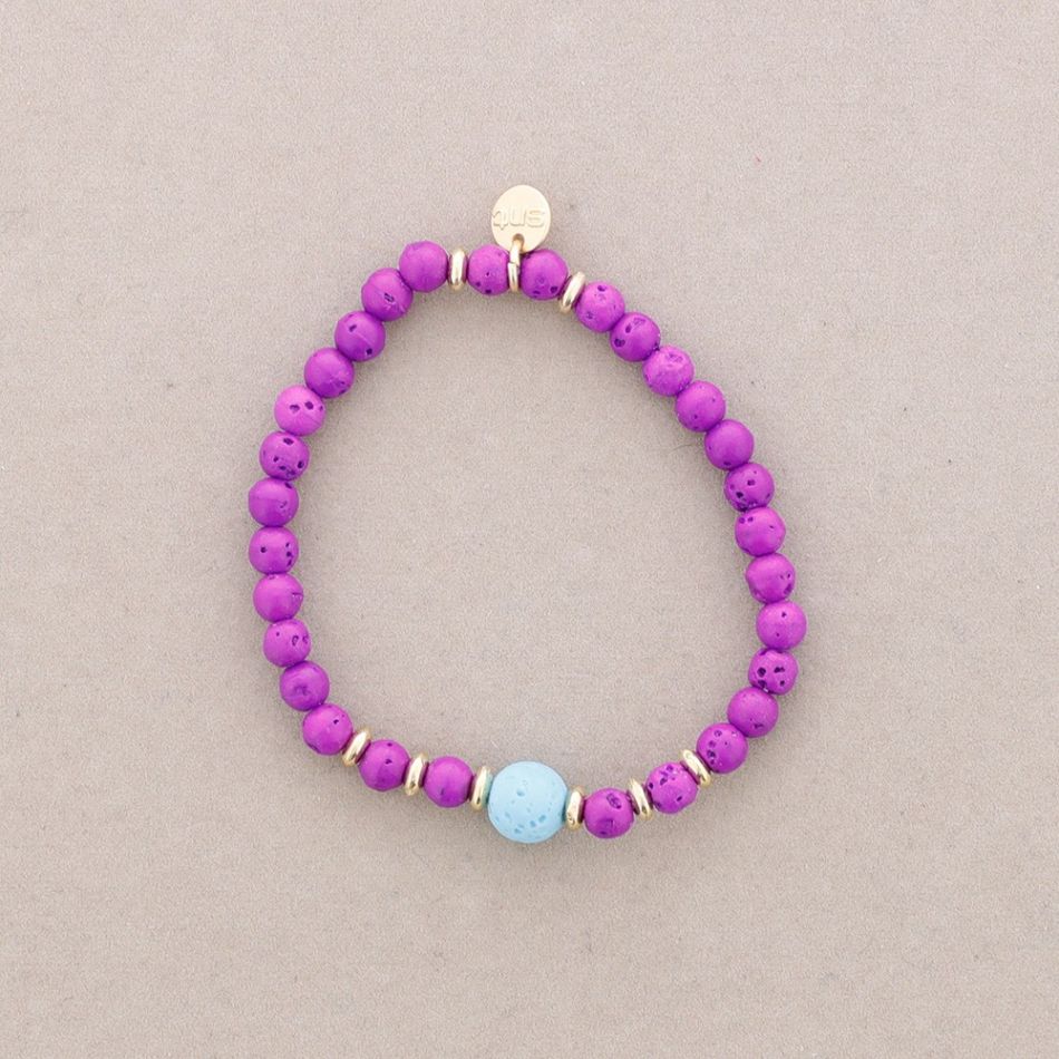 PULSERA ELÁSTICAS BOLAS IMITACIÓN PIEDRAS LAVA 4MM