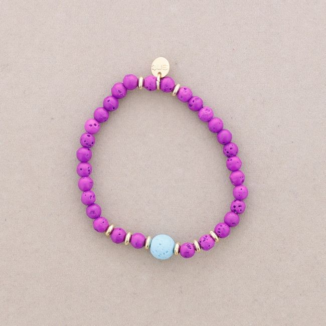 PULSERA ELÁSTICAS BOLAS IMITACIÓN PIEDRAS LAVA 4MM