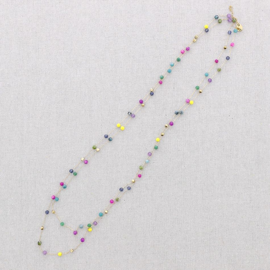 LONG STEEL STONE NECKLACE