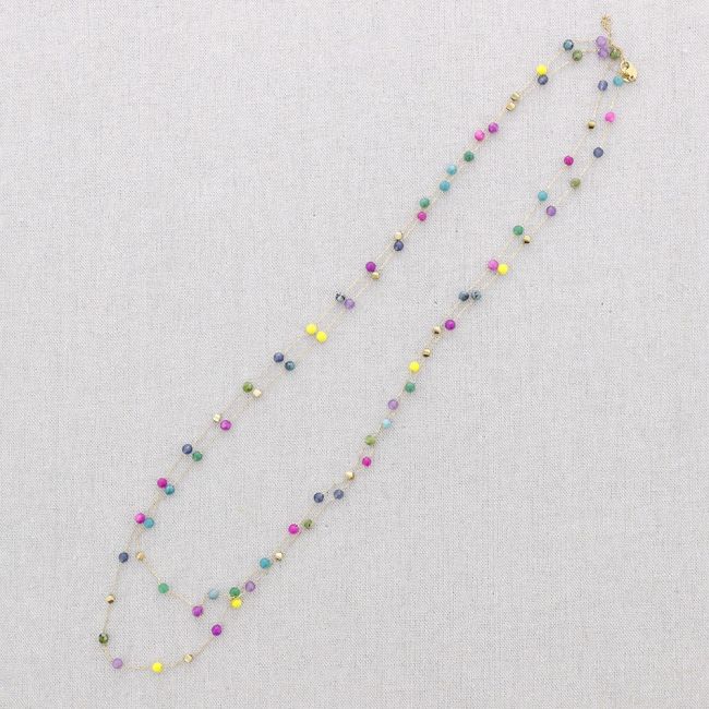 LONG STEEL STONE NECKLACE