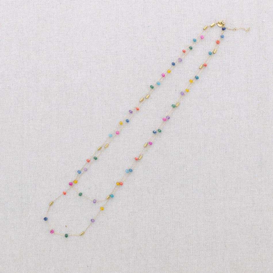 LONG STEEL STONE NECKLACE