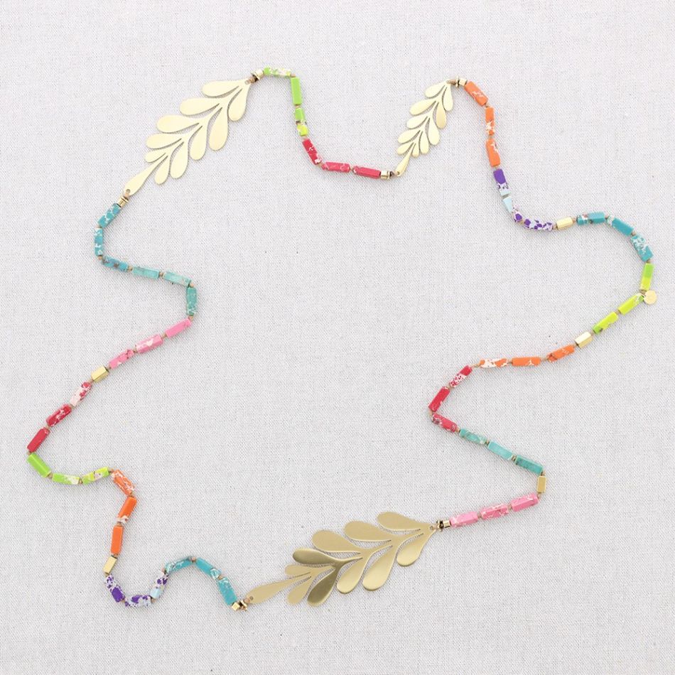 COLLAR LARGO NUDOS PIEDRAS RAMITAS ACERO