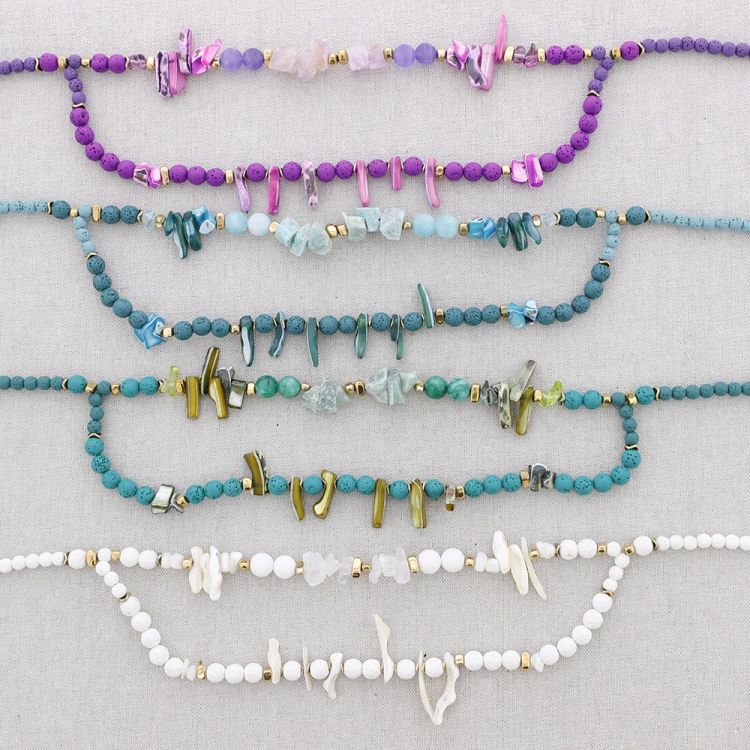 DOUBLE STRIP STEEL NECKLACE WITH STONES 2