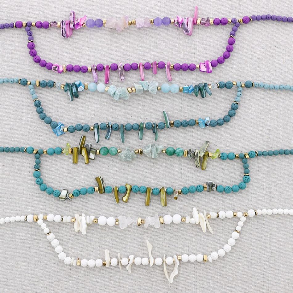 DOUBLE STRIP STEEL NECKLACE WITH STONES