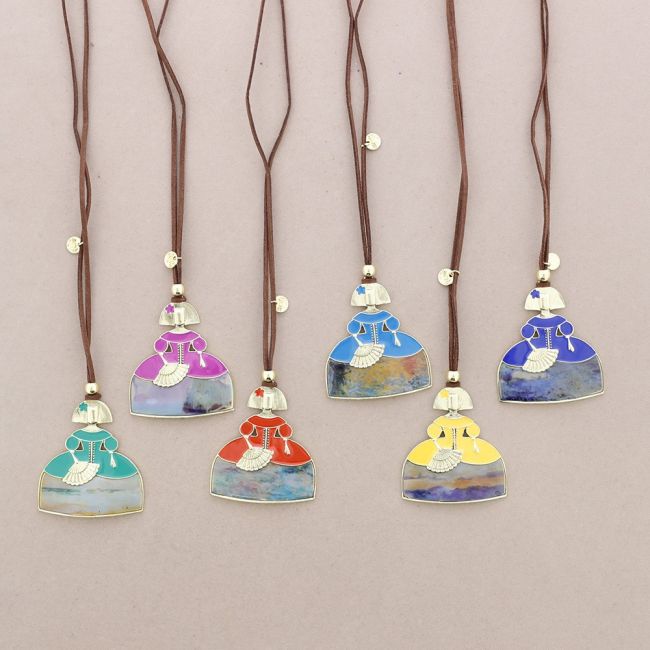 LONG PENDANT NECKLACE FOR MENINA METAL ENAMEL