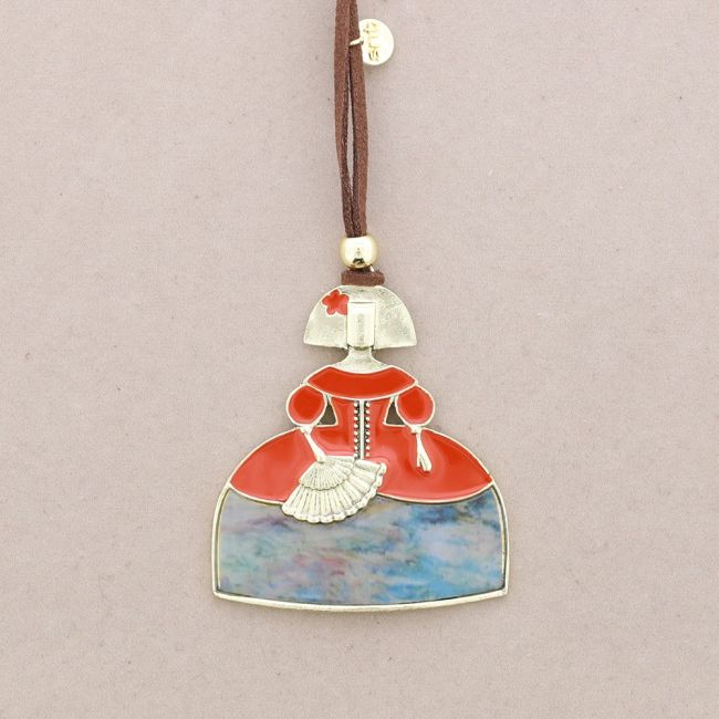 COLLAR LARGO COLGANTE MENINA METAL ESMALTE