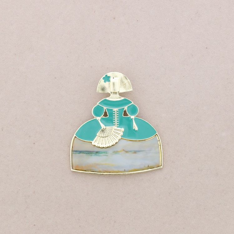 BROCHE MENINA METAL ESMALTE