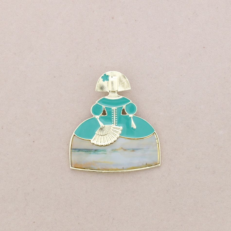 BROCHE MENINA METAL ESMALTE