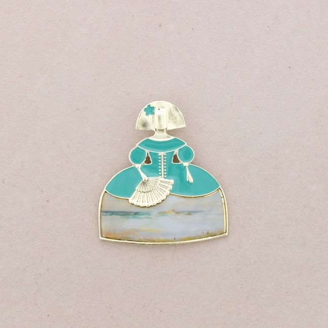 BROCHE MENINA METAL ESMALTE