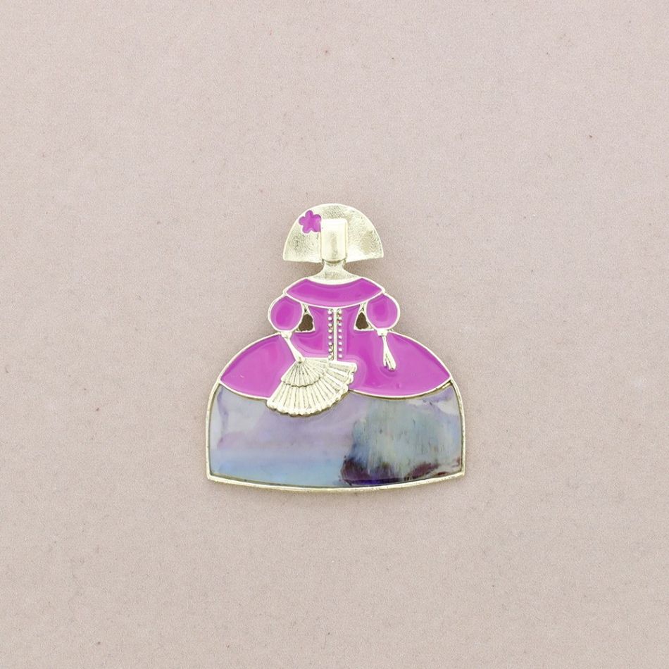 BROCHE MENINA METAL ESMALTE