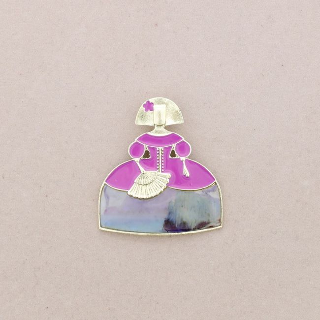 BROCHE MENINA METAL ESMALTE
