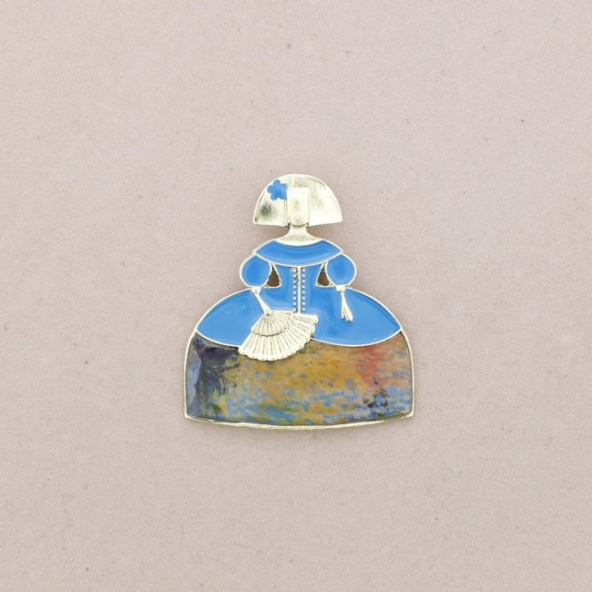 BROCHE MENINA METAL ESMALTE