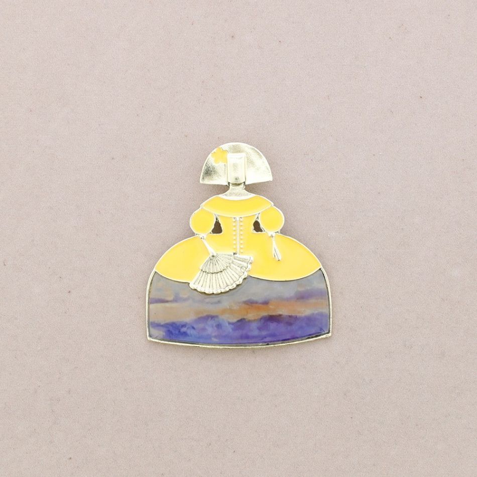 BROCHE MENINA METAL ESMALTE