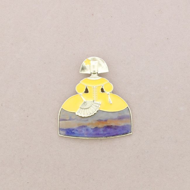 BROCHE MENINA METAL ESMALTE