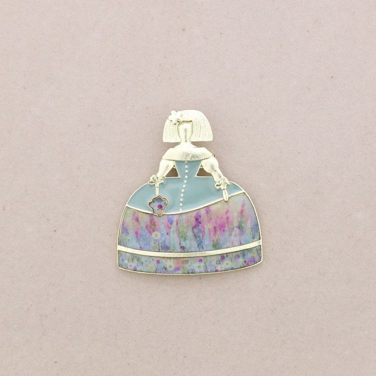 BROCHE MENINA METAL ESMALTE
