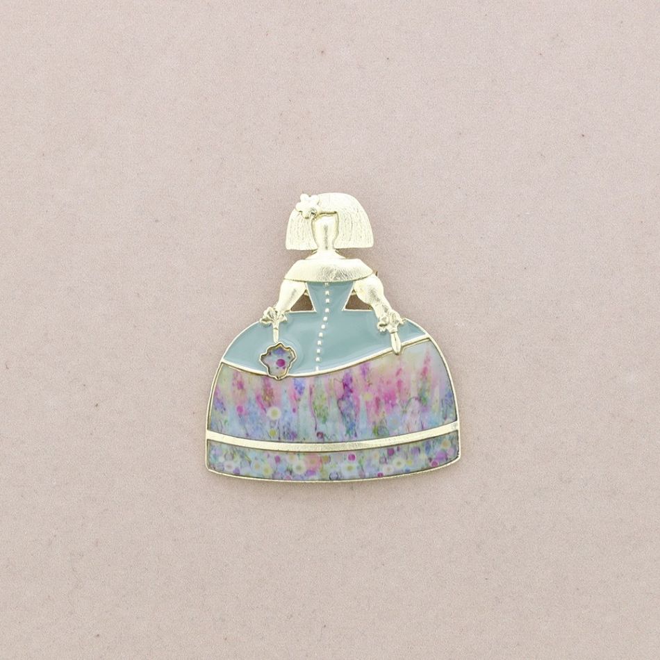 BROCHE MENINA METAL ESMALTE