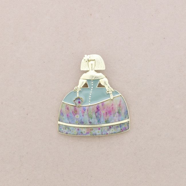 BROCHE MENINA METAL ESMALTE