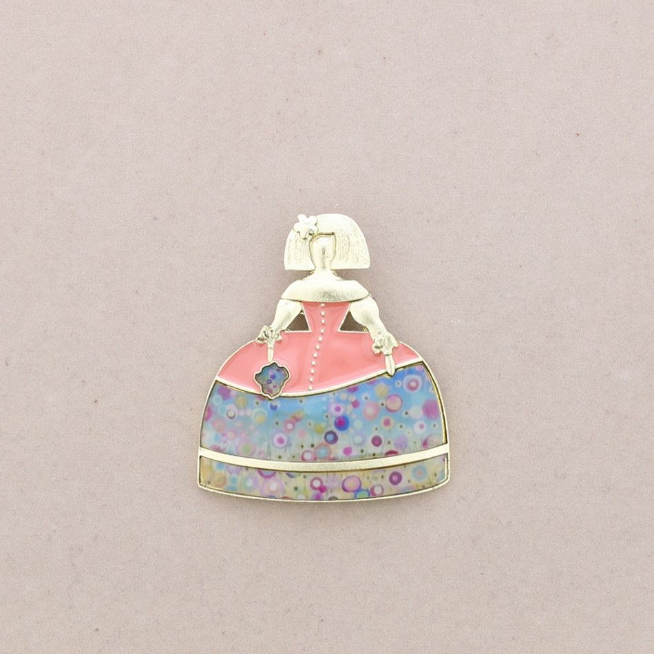 BROCHE MENINA METAL ESMALTE