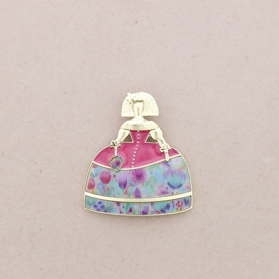 ENAMEL METAL MENINA BROOCH