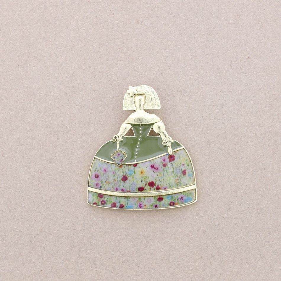 BROCHE MENINA METAL ESMALTE