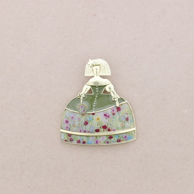 BROCHE MENINA METAL ESMALTE