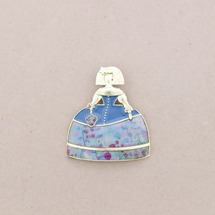 BROCHE MENINA METAL ESMALTE 2
