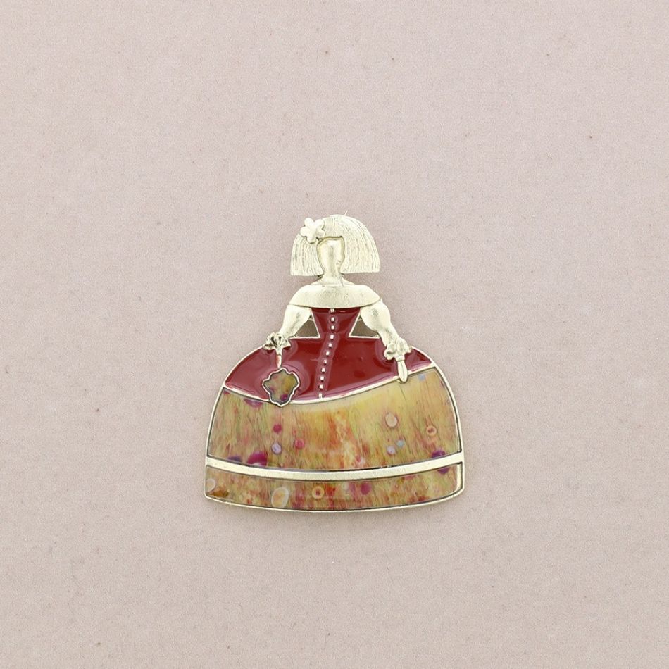 ENAMEL METAL MENINA BROOCH