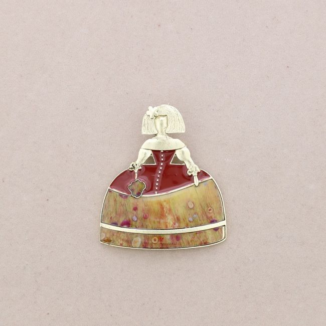 ENAMEL METAL MENINA BROOCH