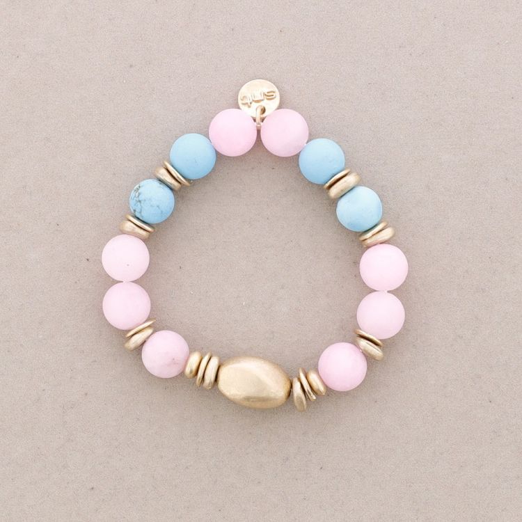 ELASTIC BRACELET WITH METAL BEADS AND STONES