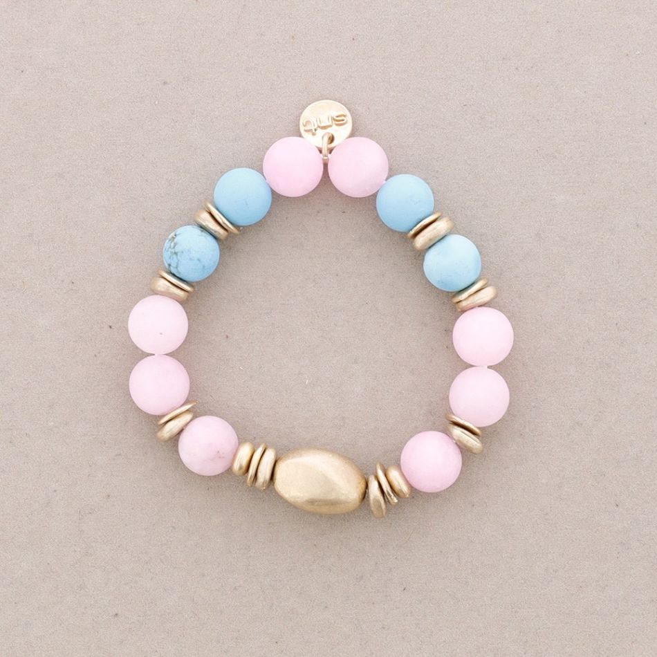 PULSERA ELÁSTICA CUENTAS METAL PIEDRAS