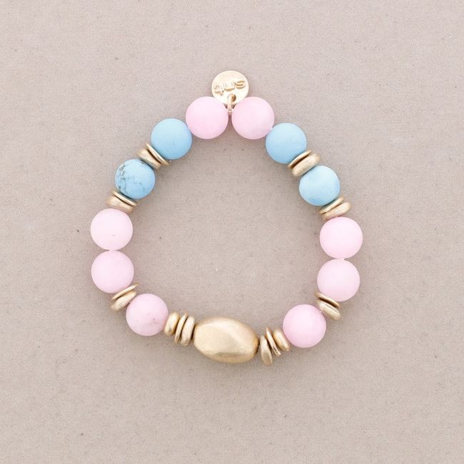 ELASTIC BRACELET WITH METAL BEADS AND STONES