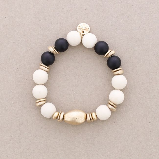 PULSERA ELÁSTICA CUENTAS METAL PIEDRAS
