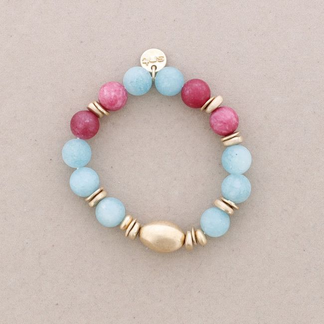 PULSERA ELÁSTICA CUENTAS METAL PIEDRAS