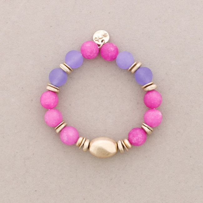 PULSERA ELÁSTICA CUENTAS METAL PIEDRAS