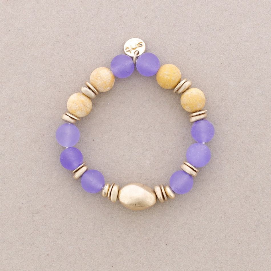 PULSERA ELÁSTICA CUENTAS METAL PIEDRAS