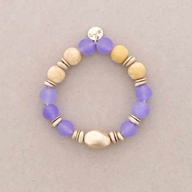 PULSERA ELÁSTICA CUENTAS METAL PIEDRAS