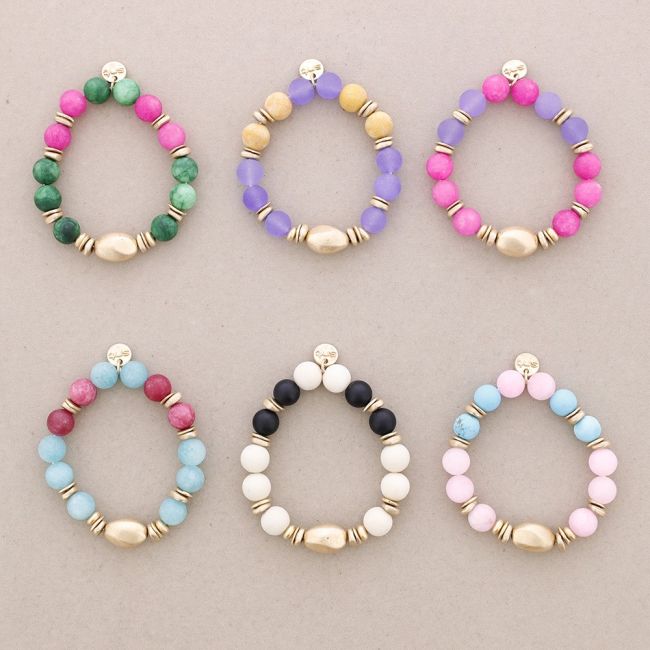 PULSERA ELÁSTICA CUENTAS METAL PIEDRAS