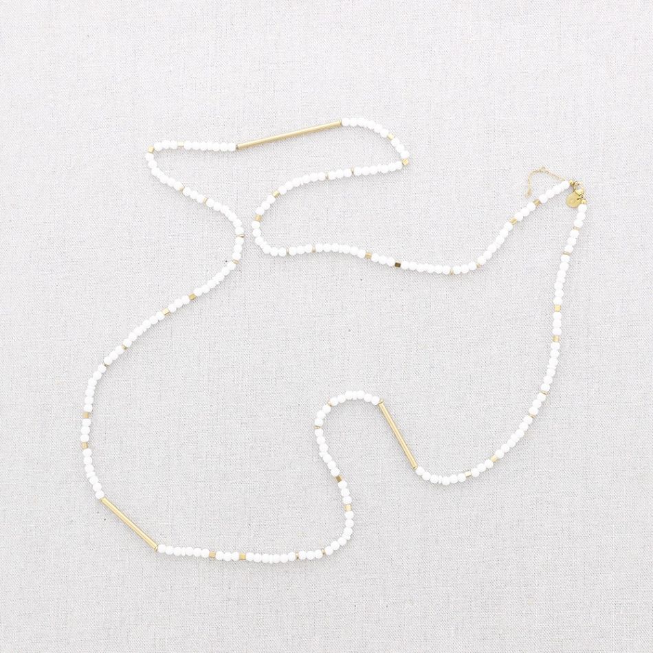 LONG NECKLACE WITH STONES STEEL TUBES