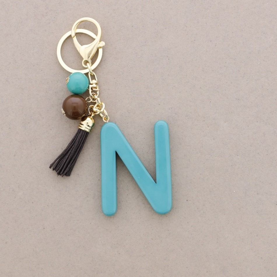 RESIN INITIAL LETTER N PENDANT KEYCHAIN