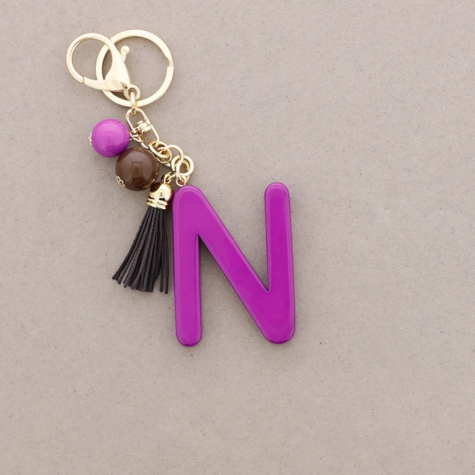 RESIN INITIAL LETTER N PENDANT KEYCHAIN