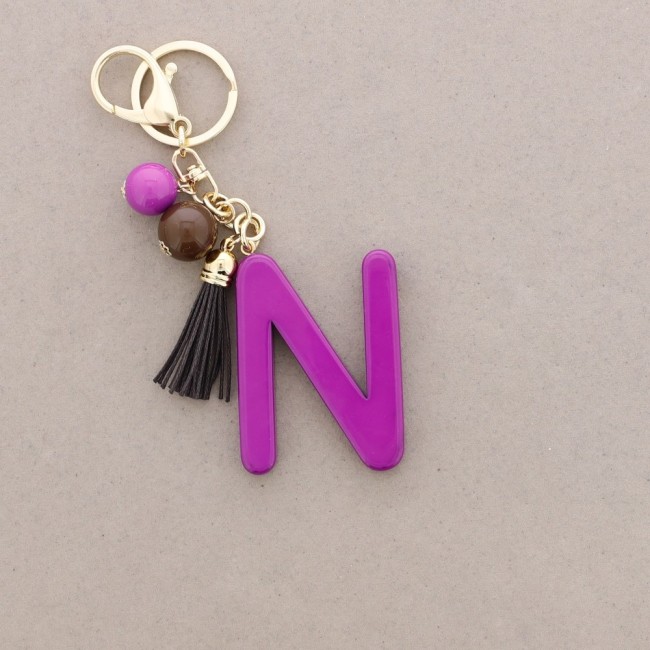 RESIN INITIAL LETTER N PENDANT KEYCHAIN