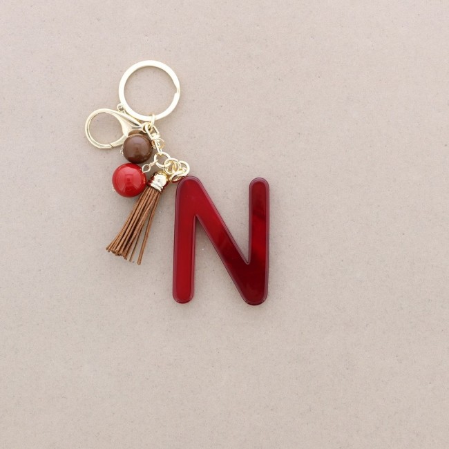 RESIN INITIAL LETTER N PENDANT KEYCHAIN